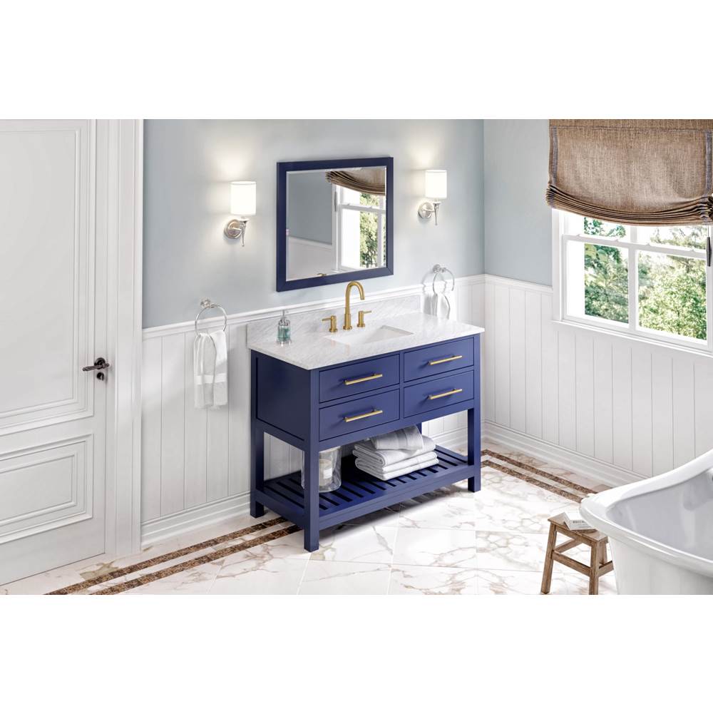 48'' Hale Blue Wavecrest Vanity, White Carrara Marble Vanity Top, undermount rectangle bowl