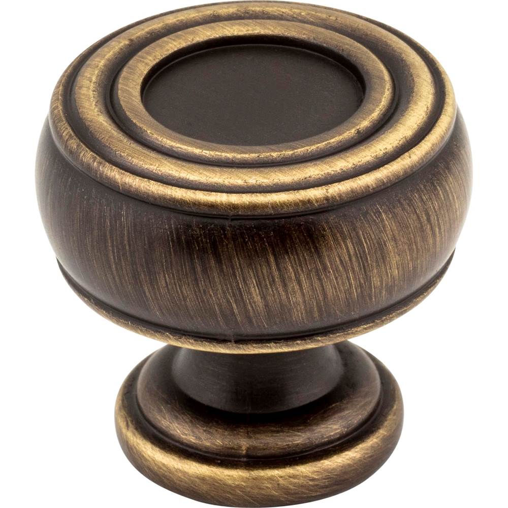 Jeffrey Alexander - 1-3/16'' Diameter Antique Brushed Satin Brass Barrel Bremen 2 Cabinet Knob - Antique Brushed Satin Brass