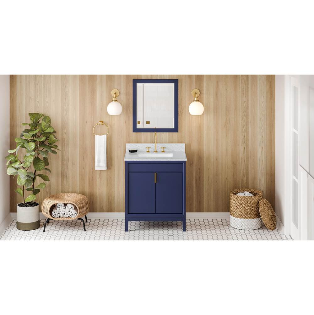 Jeffrey Alexander - 30'' Hale Blue Theodora Vanity, White Carrara Marble Vanity Top, Undermount Rectangle Bowl - Hale Blue