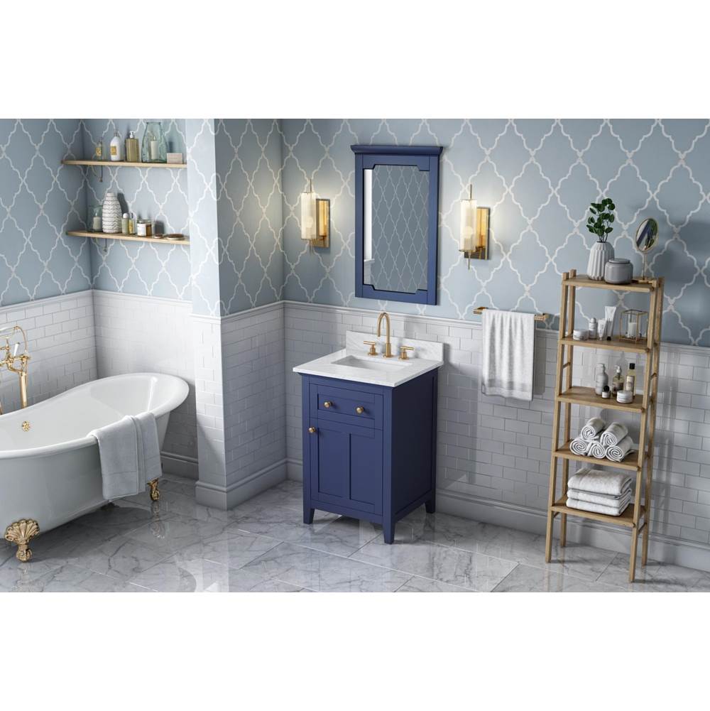 Jeffrey Alexander - 24'' Hale Blue Chatham Vanity, White Carrara Marble Vanity Top, undermount rectangle bowl - Hale Blue
