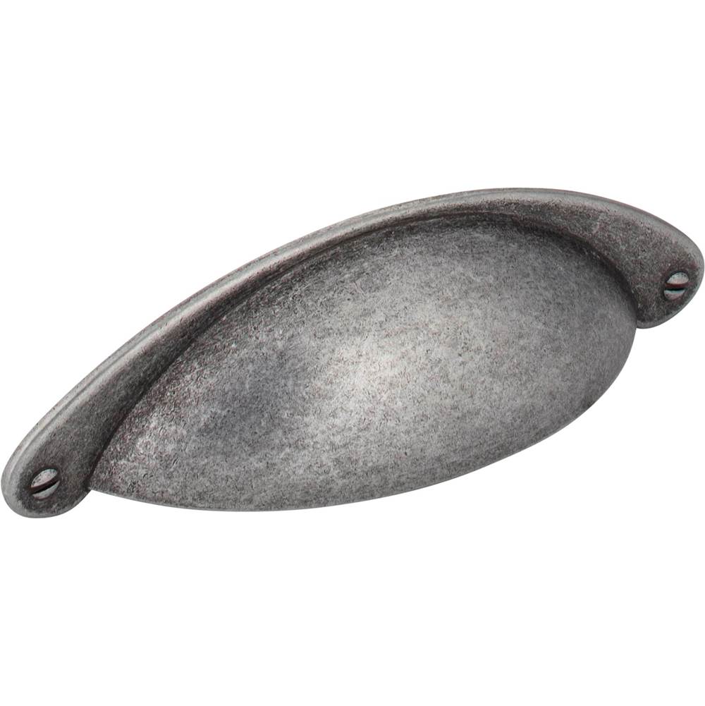 Jeffrey Alexander - 3'' Center-to-Center Distressed Antique Silver Lyon Cabinet Cup Pull - Distressed Antique Silver