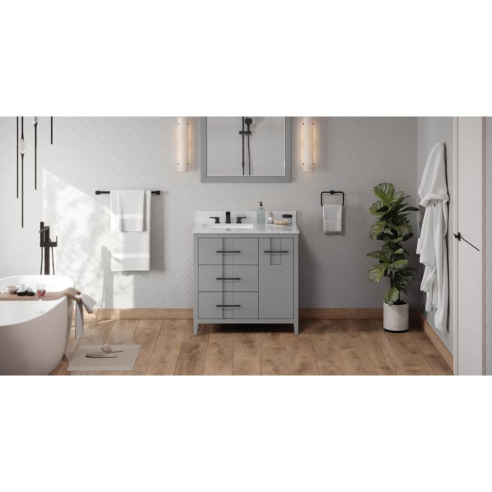 Jeffrey Alexander - 36'' Grey Katara Vanity, left offset - Grey