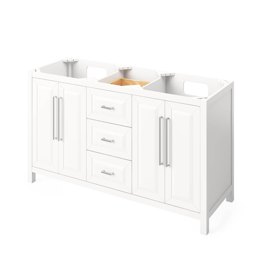 60'' Black Cade Vanity, double bowl, White Carrara Marble Vanity Top, two undermount rectangle bowls