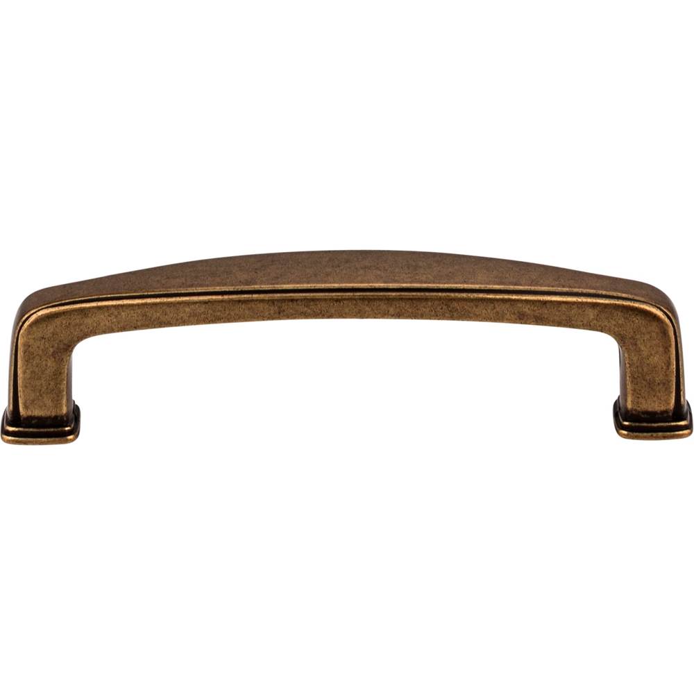 96 mm Center-to-Center Lightly Distressed Antique Brass Square Milan 1 Cabinet Pull