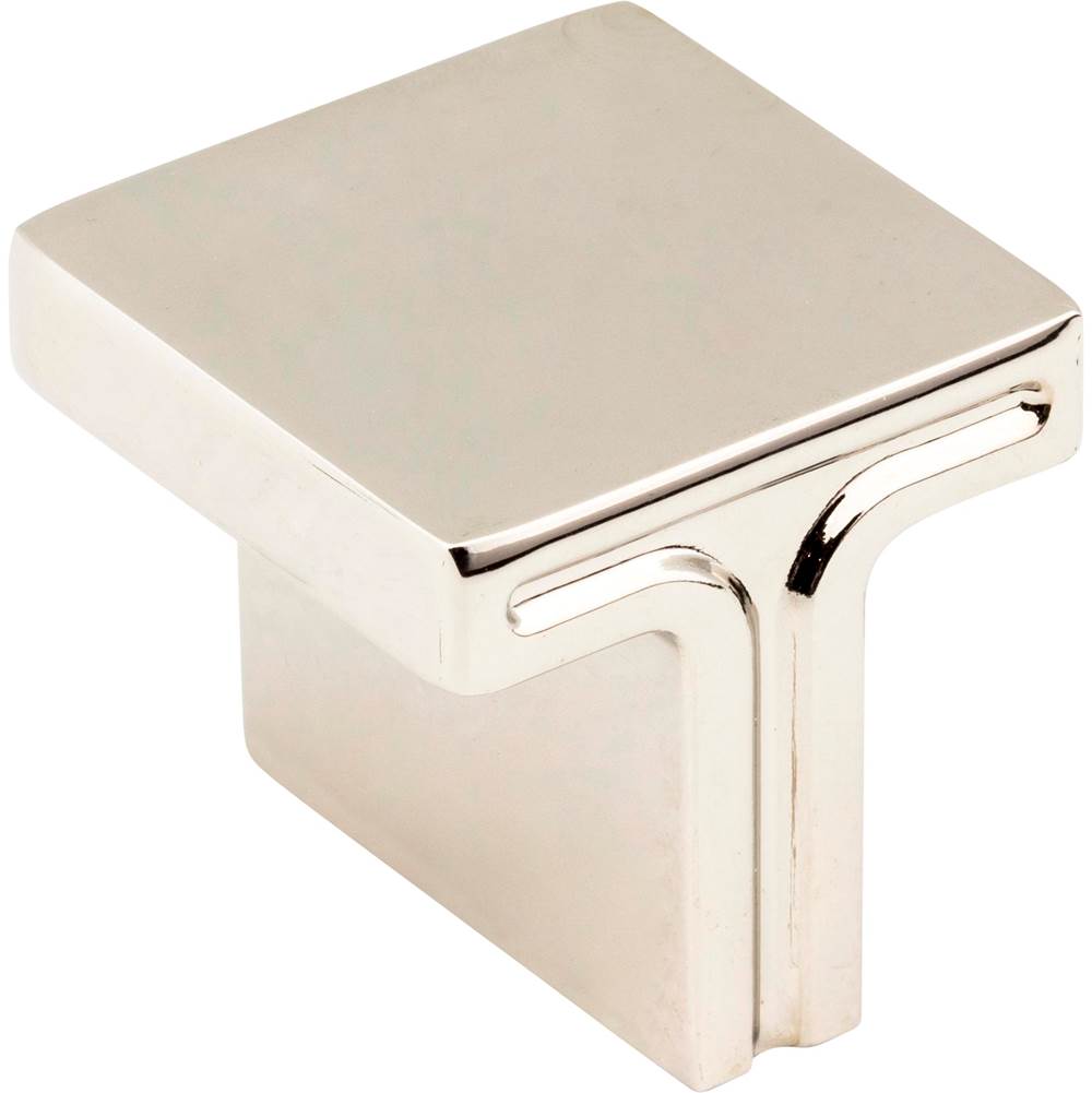 Jeffrey Alexander - 1-1/8'' Overall Length Polished Nickel Square Anwick Cabinet Knob - Polished Nickel