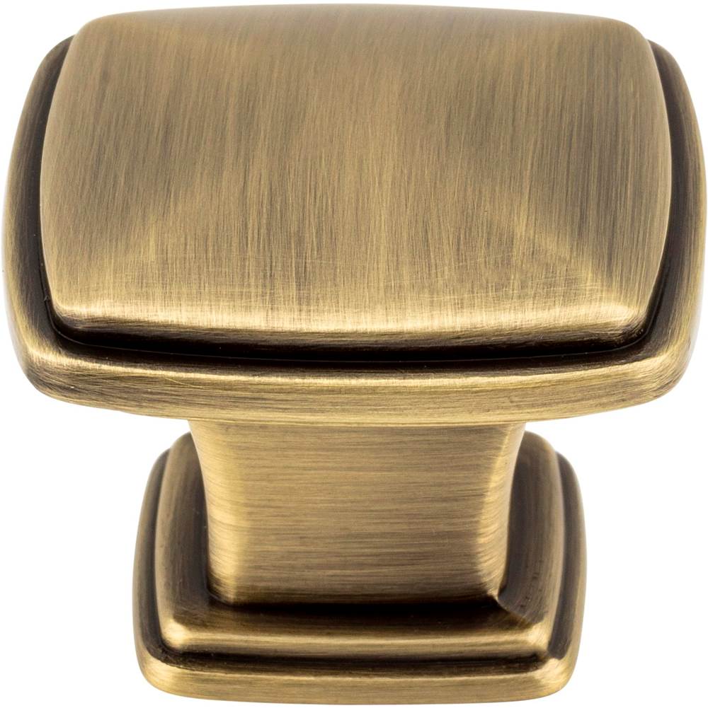 1-3/16'' Overall Length Brushed Antique Brass Square Milan 1 Cabinet Knob