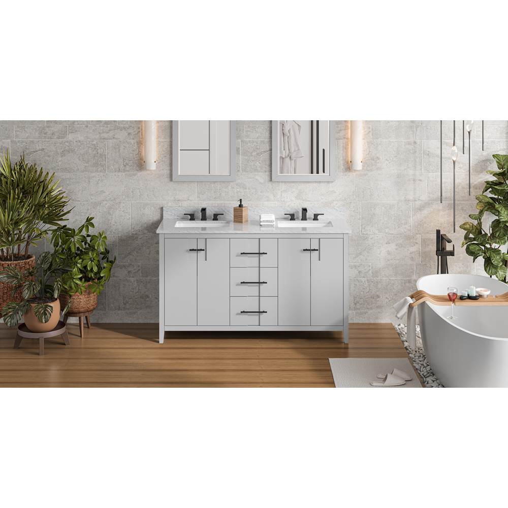 Jeffrey Alexander - 60'' Grey Katara Vanity, double bowl - Grey