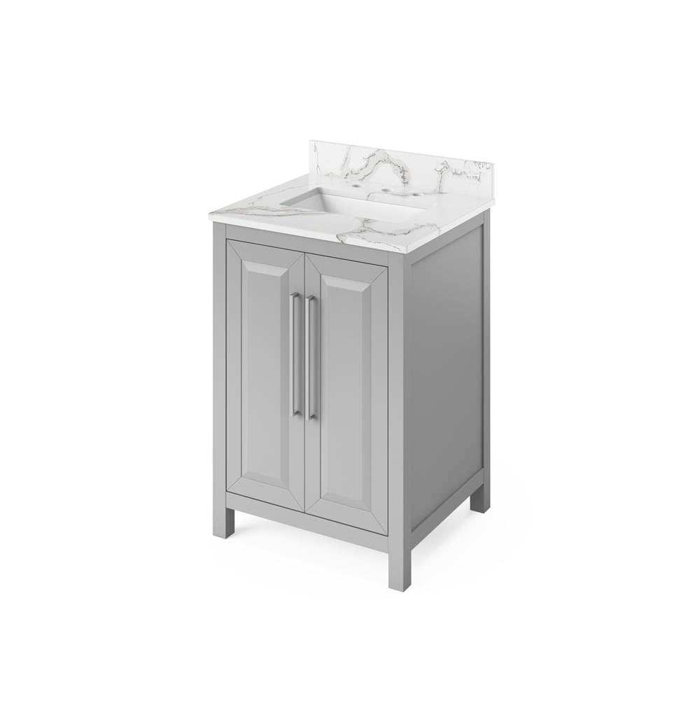 Jeffrey Alexander - 24'' Grey Cade Vanity, Calacatta Vienna Quartz Vanity Top, undermount rectangle bowl - Grey