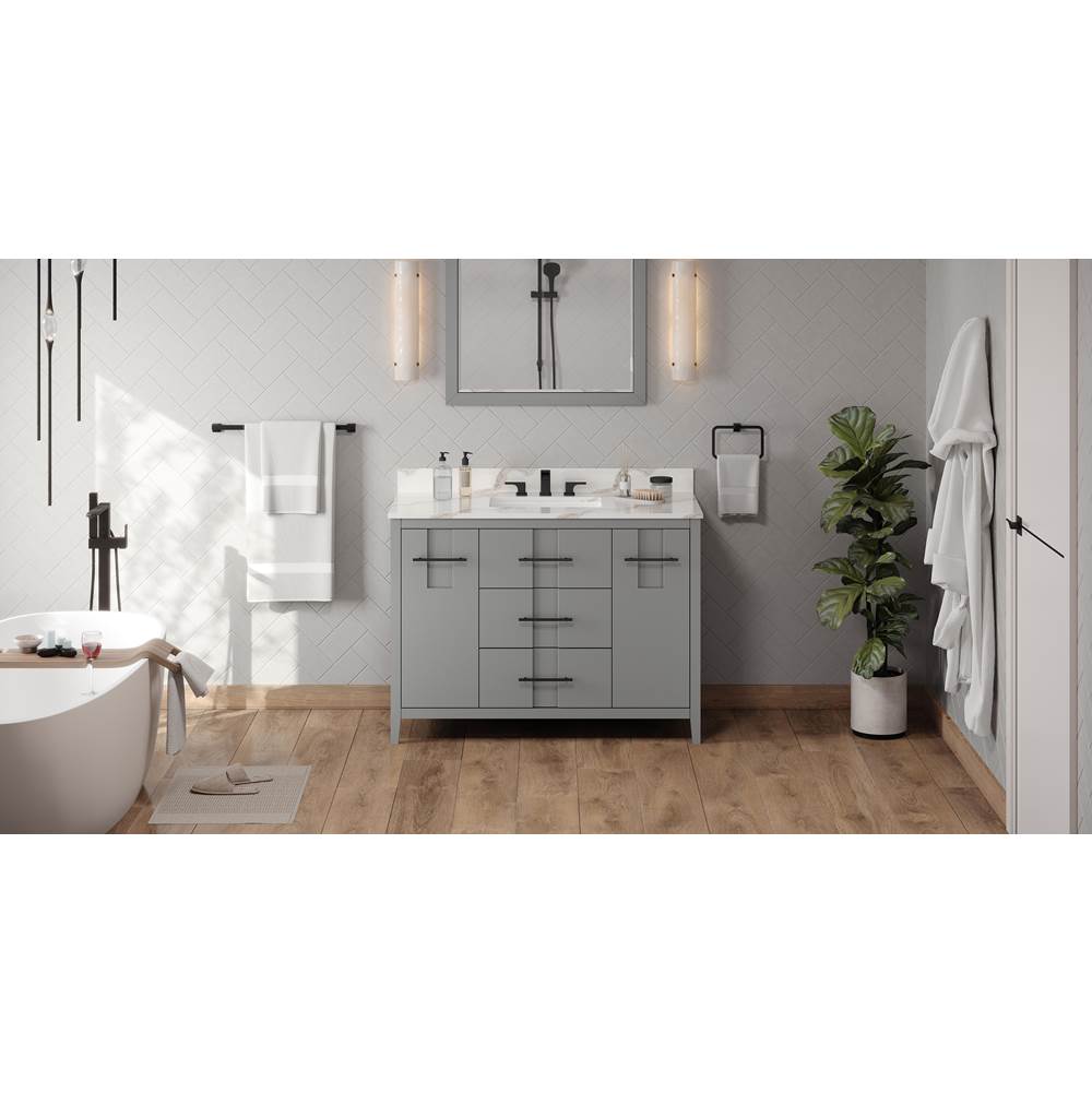 Jeffrey Alexander - 48'' Grey Katara Vanity, Calacatta Vienna Quartz Vanity Top, Undermount Rectangle Bowl - Grey