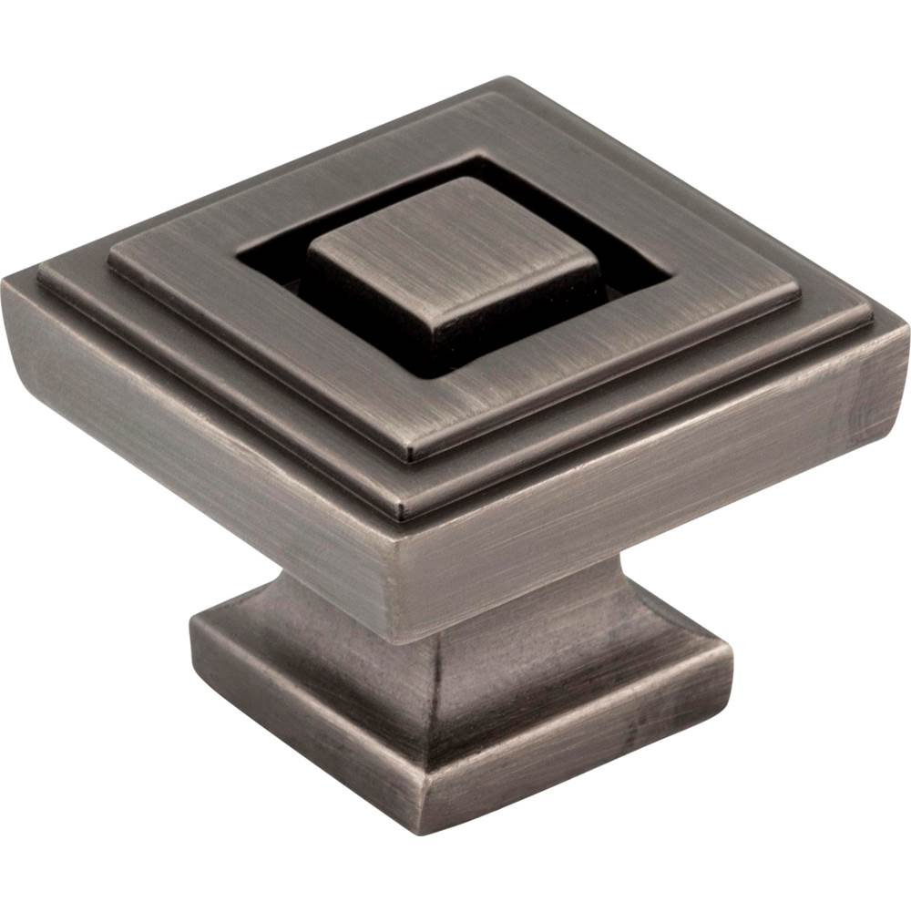 Jeffrey Alexander - 1-1/4'' Overall Length Brushed Pewter Square Delmar Cabinet Knob - Brushed Pewter