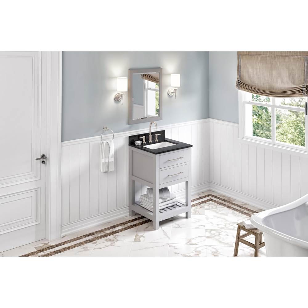 24'' Grey Wavecrest Vanity, Black Granite Vanity Top, undermount rectangle bowl