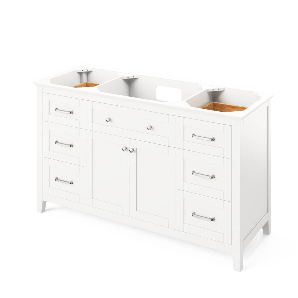 60'' Chocolate Chatham Vanity, White Carrara Marble Vanity Top, undermount rectangle bowl