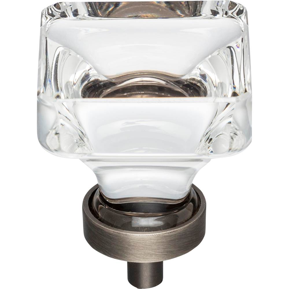 1-3/8'' Overall Length Brushed Pewter Square Glass Harlow Cabinet Knob