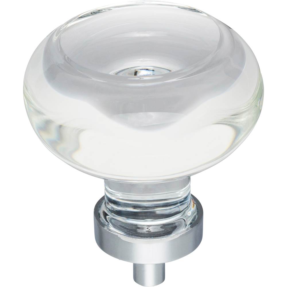 Jeffrey Alexander - 1-3/4'' Diameter Polished Chrome Button Glass Harlow Cabinet Knob - Polished Chrome