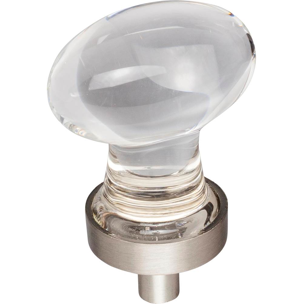 Jeffrey Alexander - 1-1/4'' Overall Length Satin Nickel Football Glass Harlow Cabinet Knob - Satin Nickel