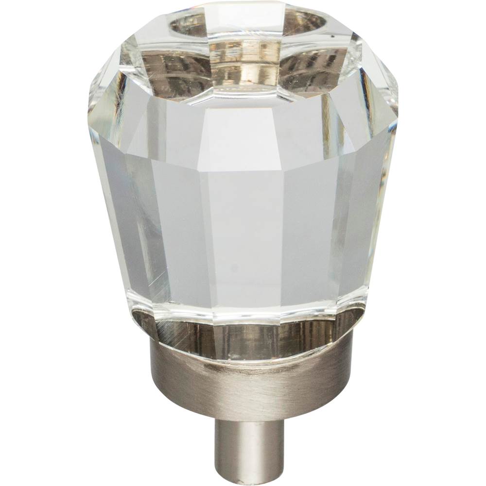 Jeffrey Alexander - 1'' Overall Length Satin Nickel Faceted Glass Harlow Cabinet Knob - Satin Nickel