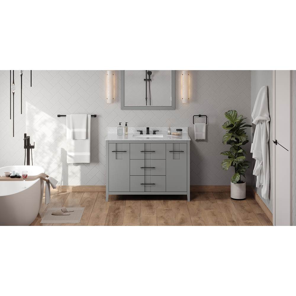 Jeffrey Alexander - 48'' Grey Katara Vanity, White Carrara Marble Vanity Top, Undermount Rectangle Bowl - Grey