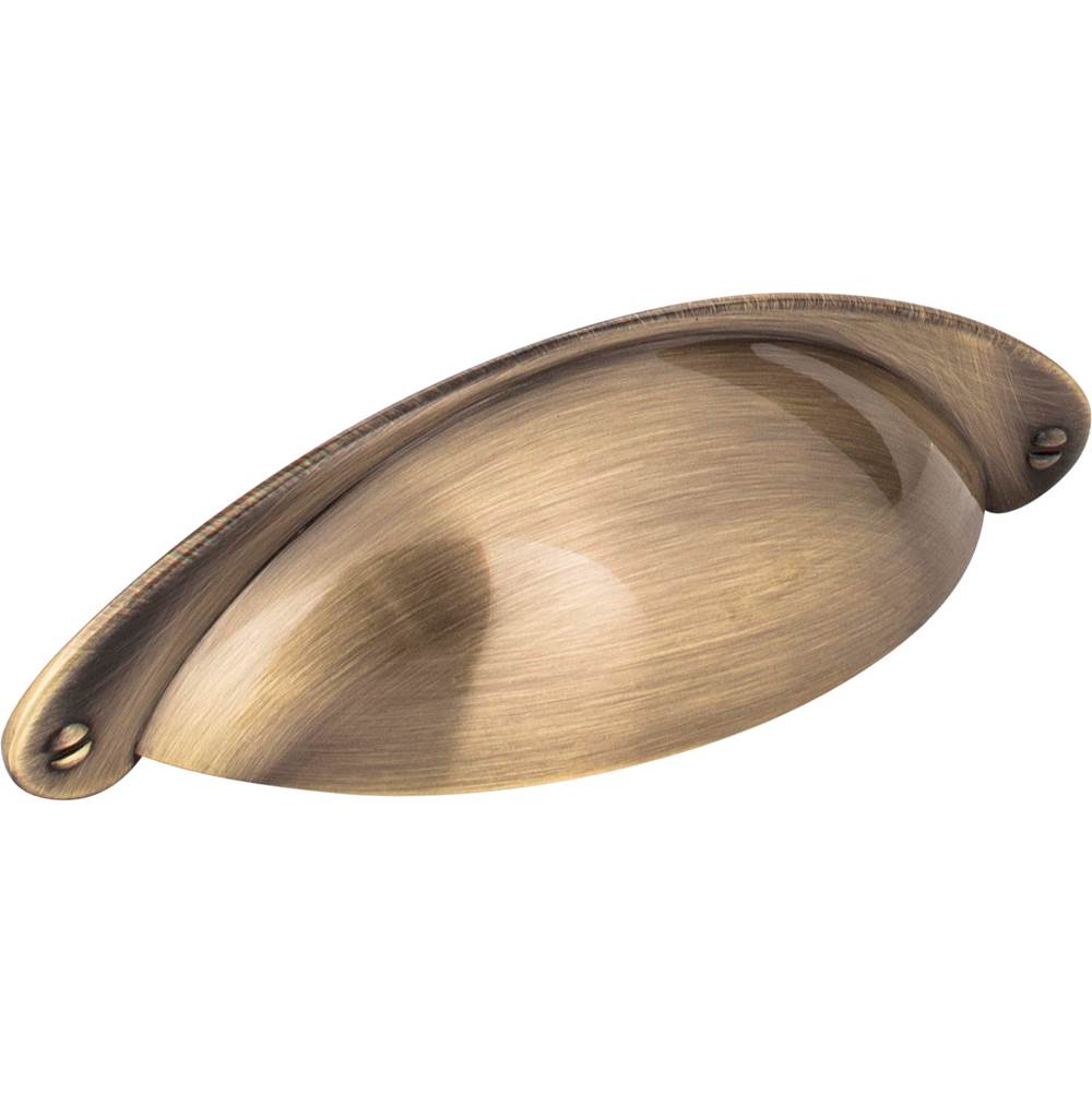 Jeffrey Alexander - 3'' Center-to-Center Brushed Antique Brass Lyon Cabinet Cup Pull - Brushed Antique Brass