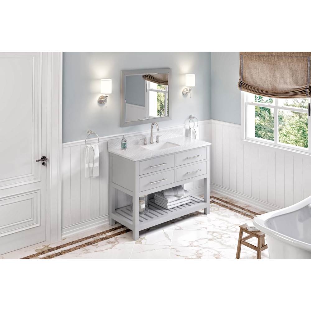 Jeffrey Alexander - 48'' Grey Wavecrest Vanity, White Carrara Marble Vanity Top, undermount rectangle bowl - Grey