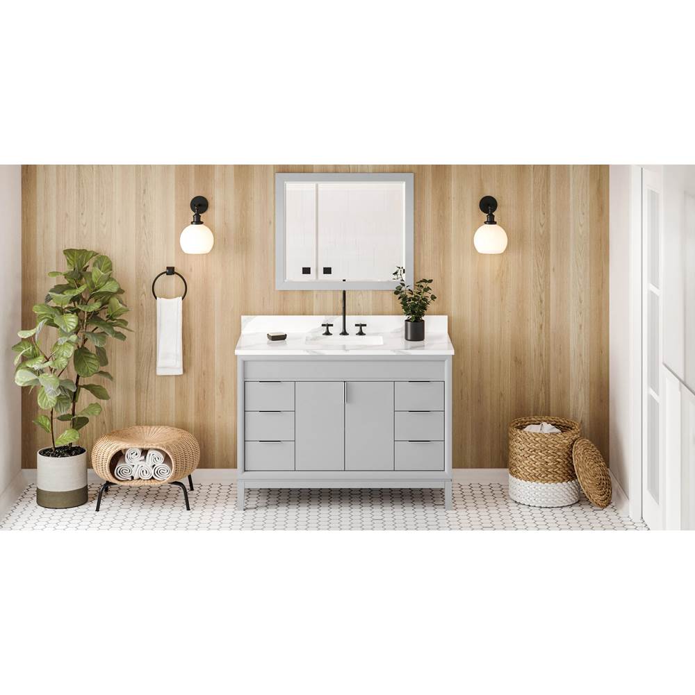 Jeffrey Alexander - 48'' Grey Theodora Vanity, Calacatta Vienna Quartz Vanity Top, Undermount Rectangle Bowl - Grey