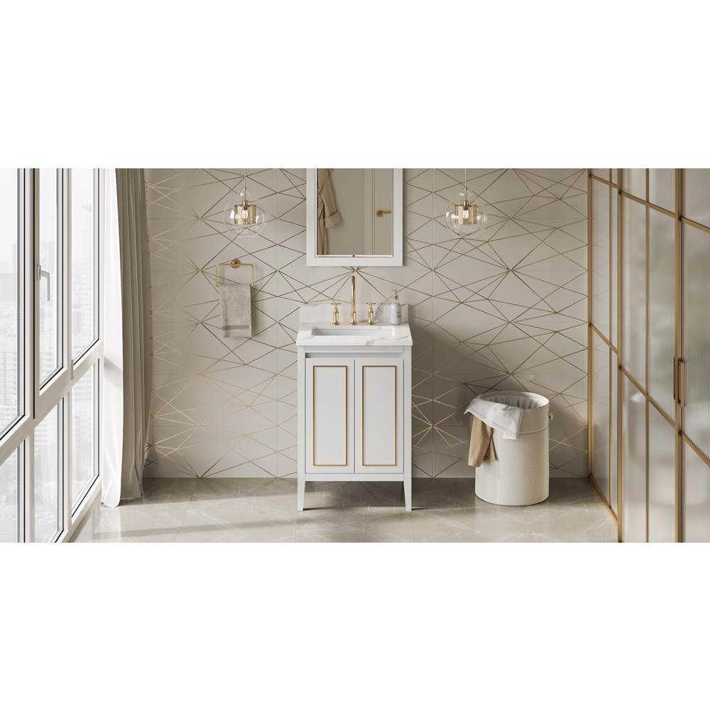 Jeffrey Alexander - 24'' White Percival Vanity, Calacatta Vienna Quartz Vanity Top, Undermount Rectangle Bowl - White