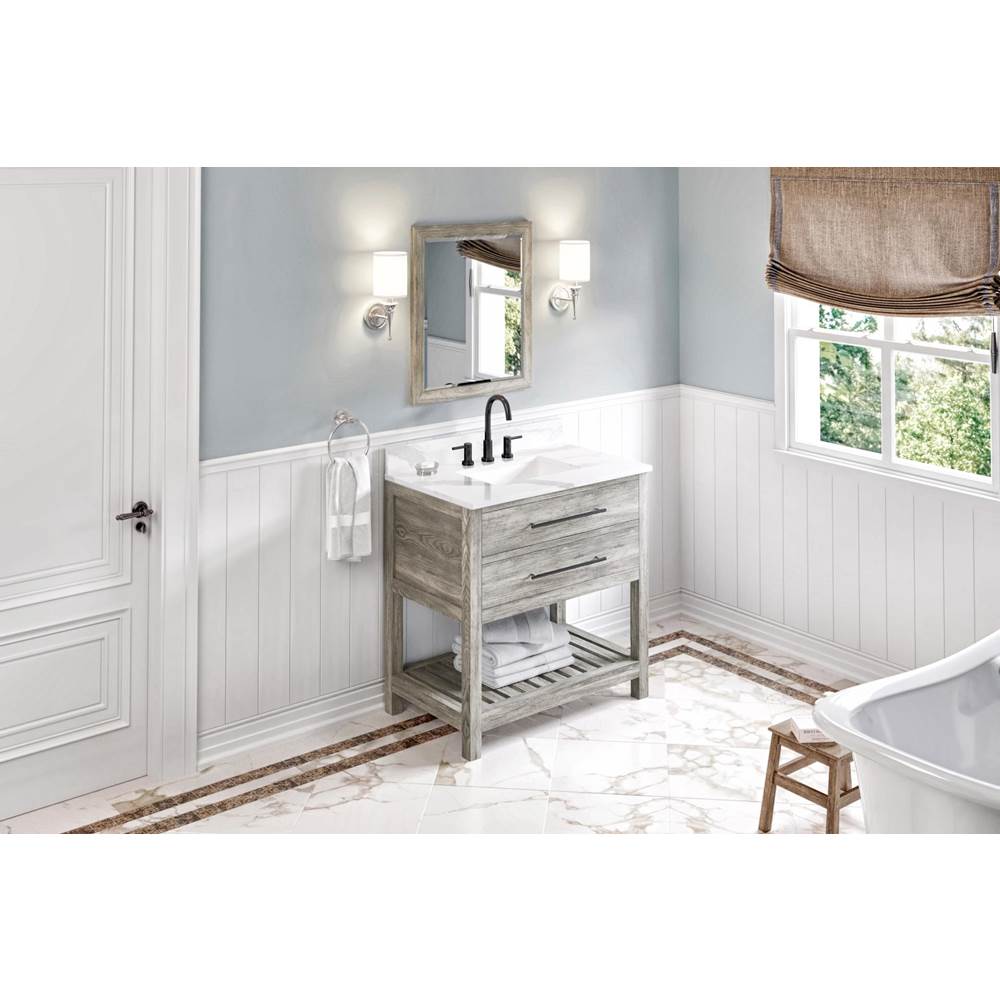 Jeffrey Alexander - 36'' Weathered Grey Wavecrest Vanity, Calacatta Vienna Quartz Vanity Top, Undermount Rectangle Bowl - Weathered Grey