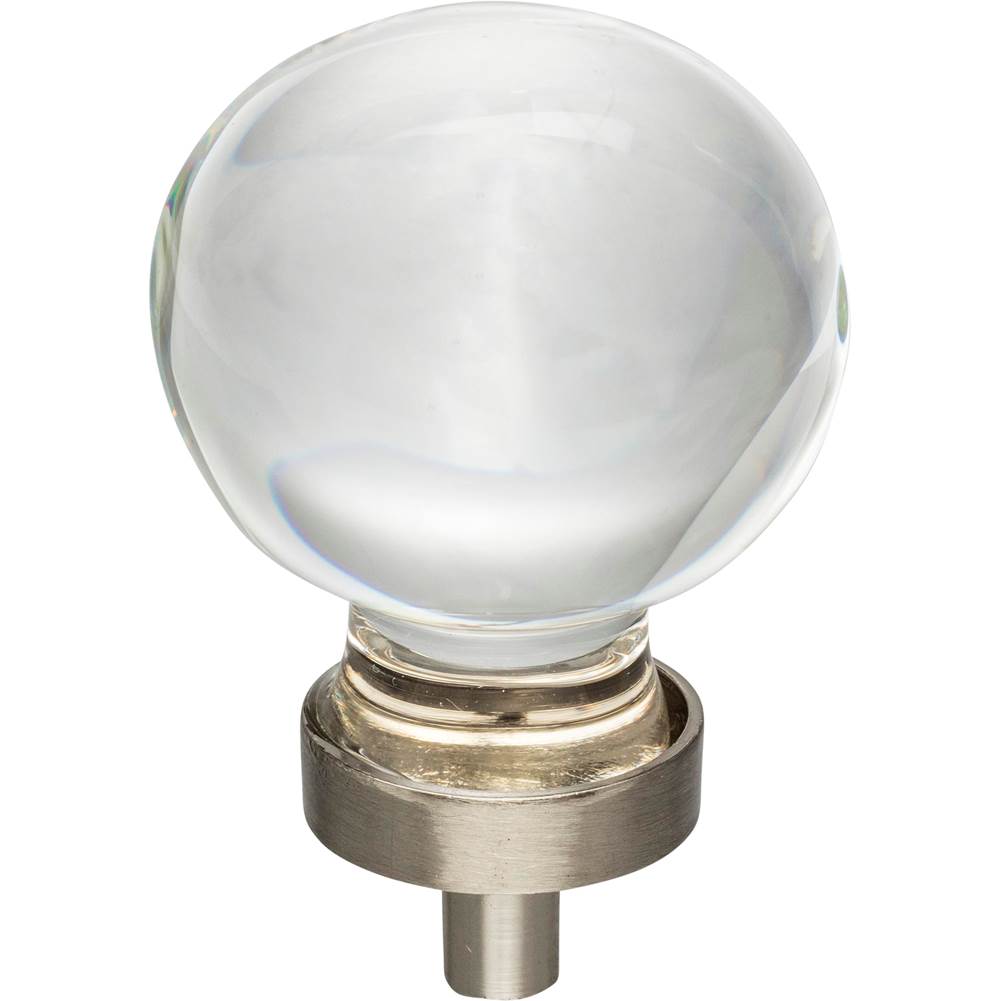Jeffrey Alexander - 1-3/8'' Diameter Satin Nickel Sphere Glass Harlow Cabinet Knob - Satin Nickel