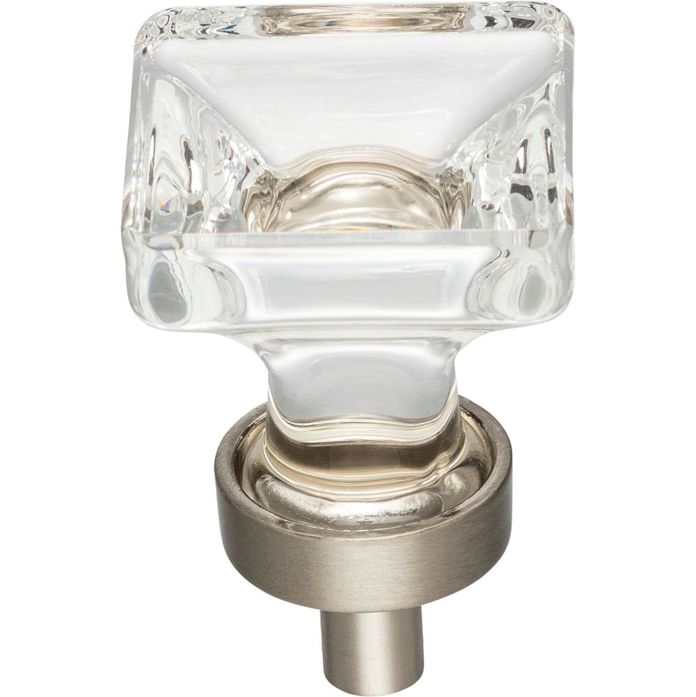 1'' Overall Length Satin Nickel Square Glass Harlow Cabinet Knob