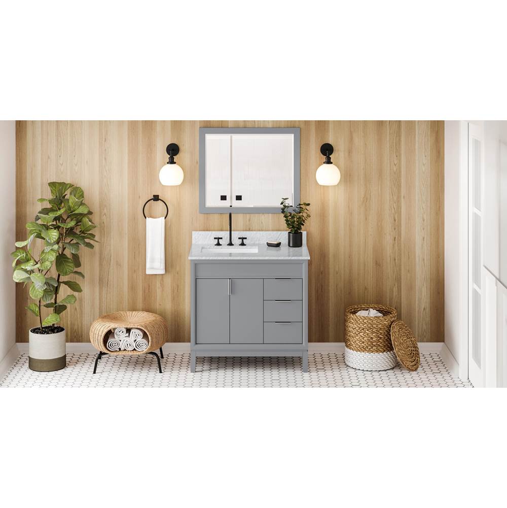 Jeffrey Alexander - 36'' Grey Theodora Vanity, left offset - Grey