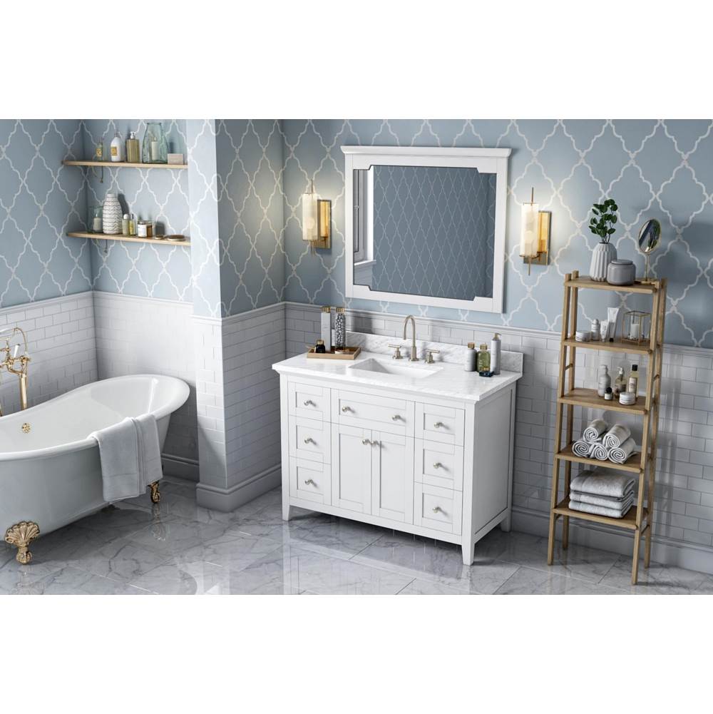 Jeffrey Alexander - 48'' White Chatham Vanity, White Carrara Marble Vanity Top, undermount rectangle bowl - White