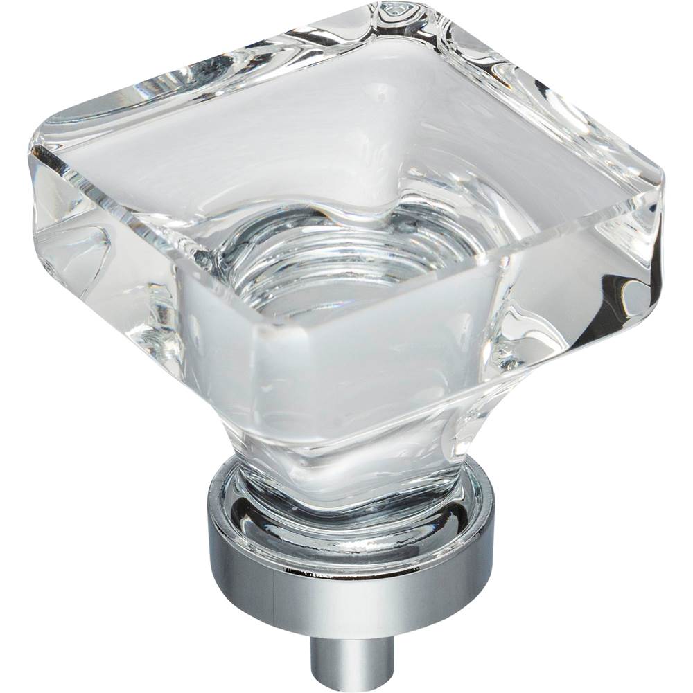Jeffrey Alexander - 1-3/8'' Overall Length Polished Chrome Square Glass Harlow Cabinet Knob - Polished Chrome