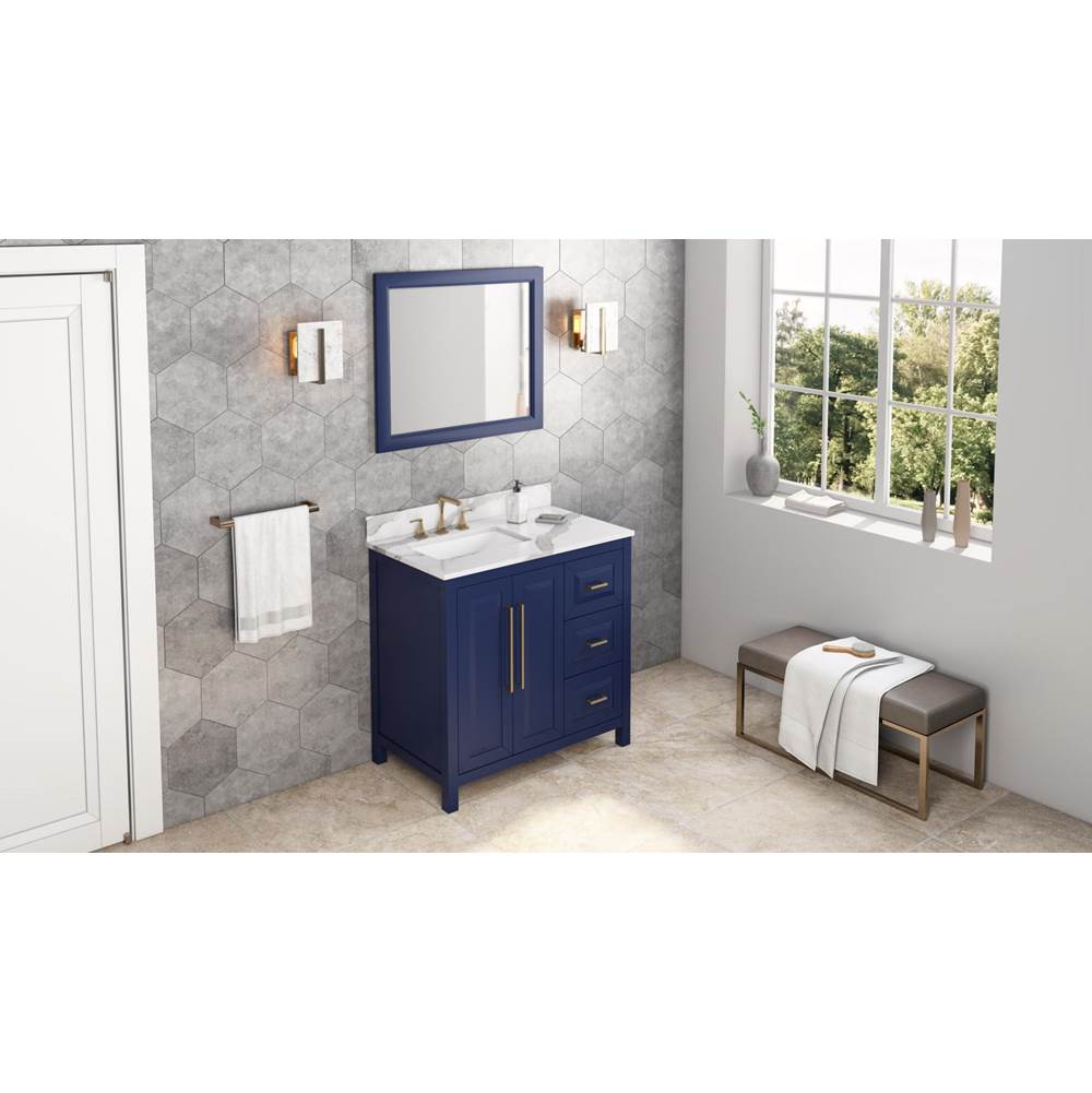 36'' Black Cade Vanity, left offset, Calacatta Vienna Quartz Vanity Top, undermount rectangle bowl