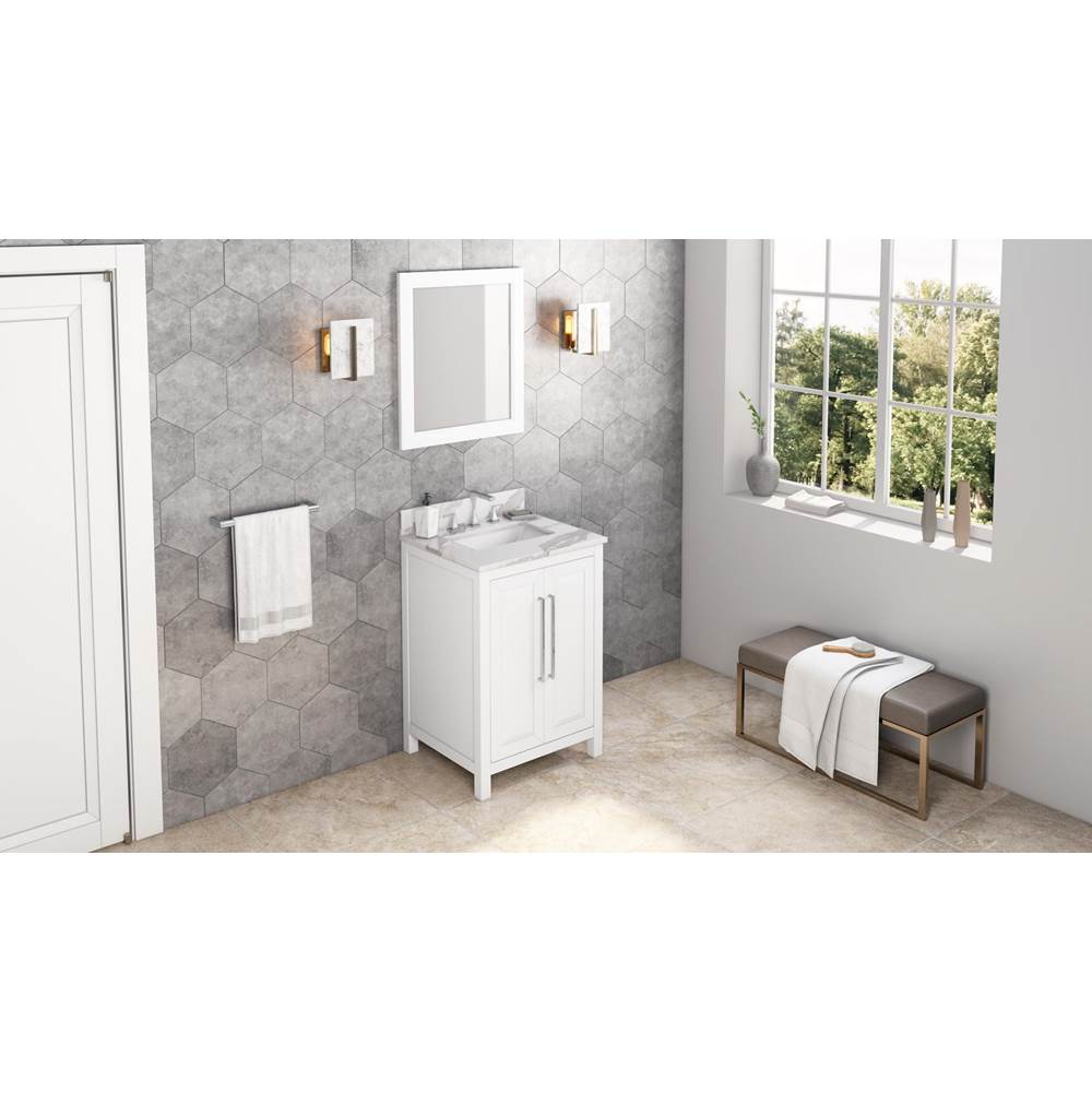 24'' Black Cade Vanity, Calacatta Vienna Quartz Vanity Top, undermount rectangle bowl