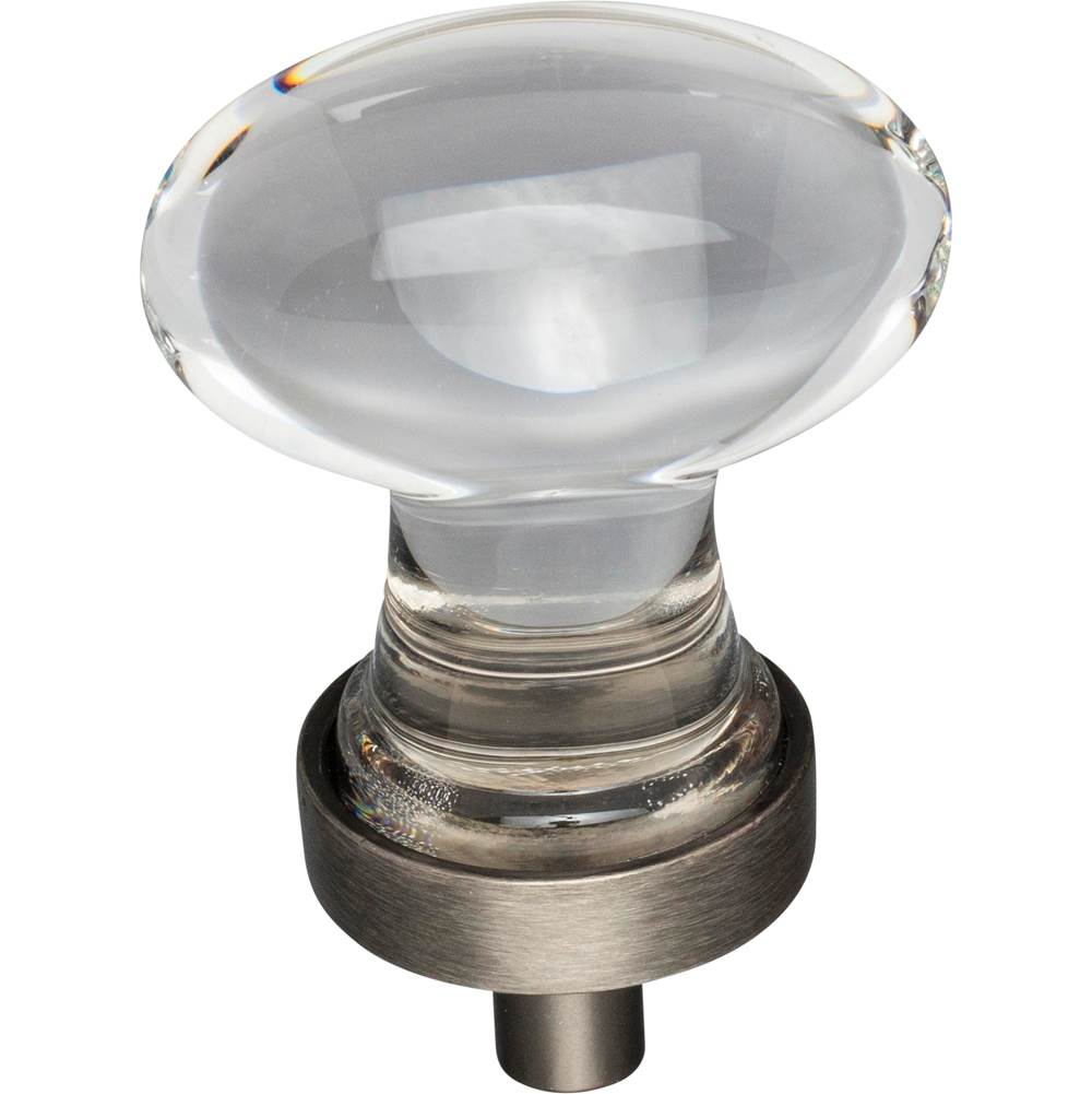 1-1/4'' Overall Length Brushed Pewter Football Glass Harlow Cabinet Knob