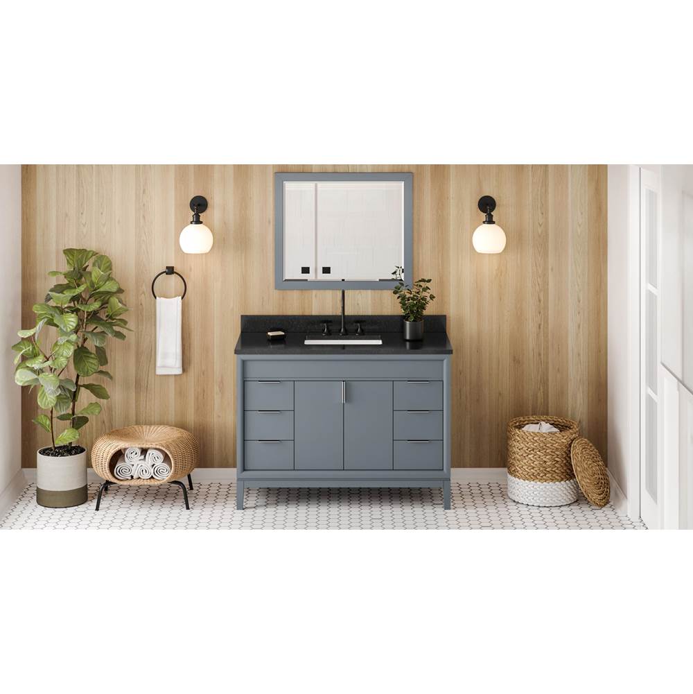 Jeffrey Alexander - 48'' Blue Steel Theodora Vanity, Black Granite Vanity Top, Undermount Rectangle Bowl - Blue Steel