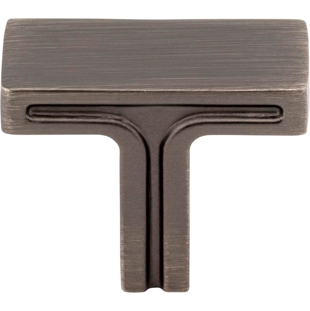 1-3/8'' Overall Length Brushed Pewter Rectangle Anwick Cabinet Knob
