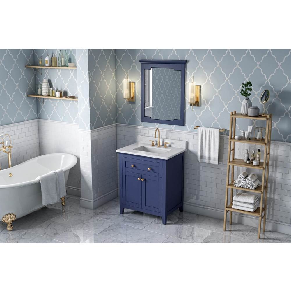 Jeffrey Alexander - 30'' Hale Blue Chatham Vanity, White Carrara Marble Vanity Top, undermount rectangle bowl - Hale Blue