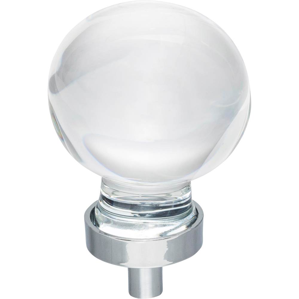 Jeffrey Alexander - 1-3/8'' Diameter Polished Chrome Sphere Glass Harlow Cabinet Knob - Polished Chrome