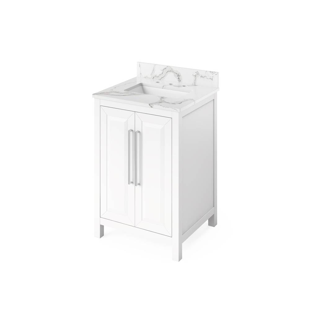 Jeffrey Alexander - 24'' White Cade Vanity, Calacatta Vienna Quartz Vanity Top, undermount rectangle bowl - White
