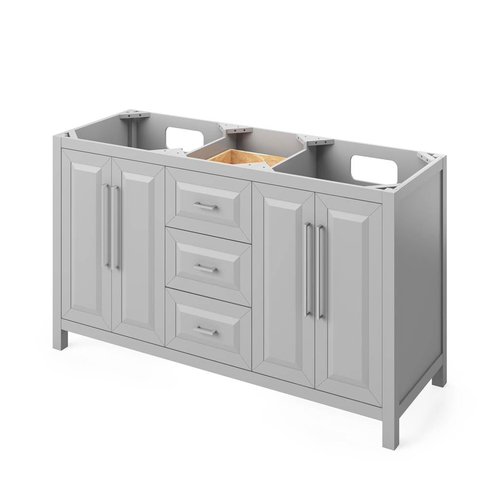 60'' Black Cade Vanity, double bowl, White Carrara Marble Vanity Top, two undermount rectangle bowls