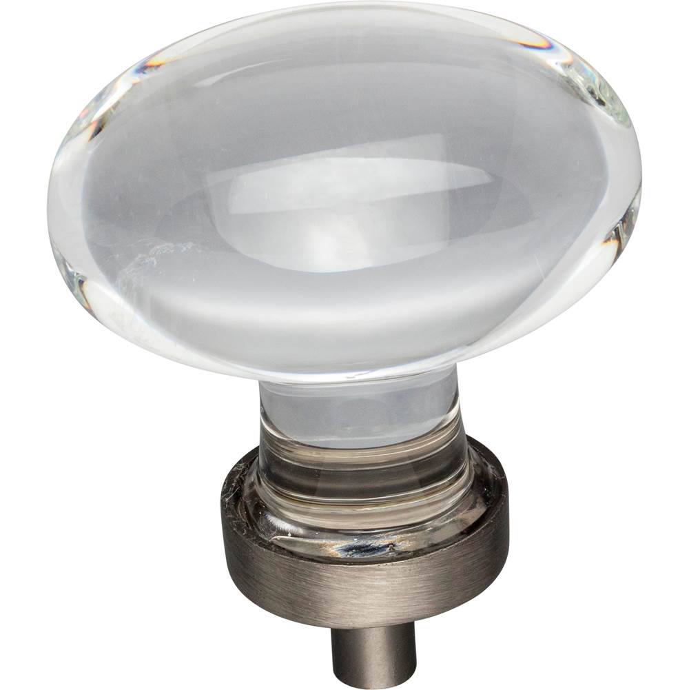 1-5/8'' Overall Length Brushed Pewter Football Glass Harlow Cabinet Knob
