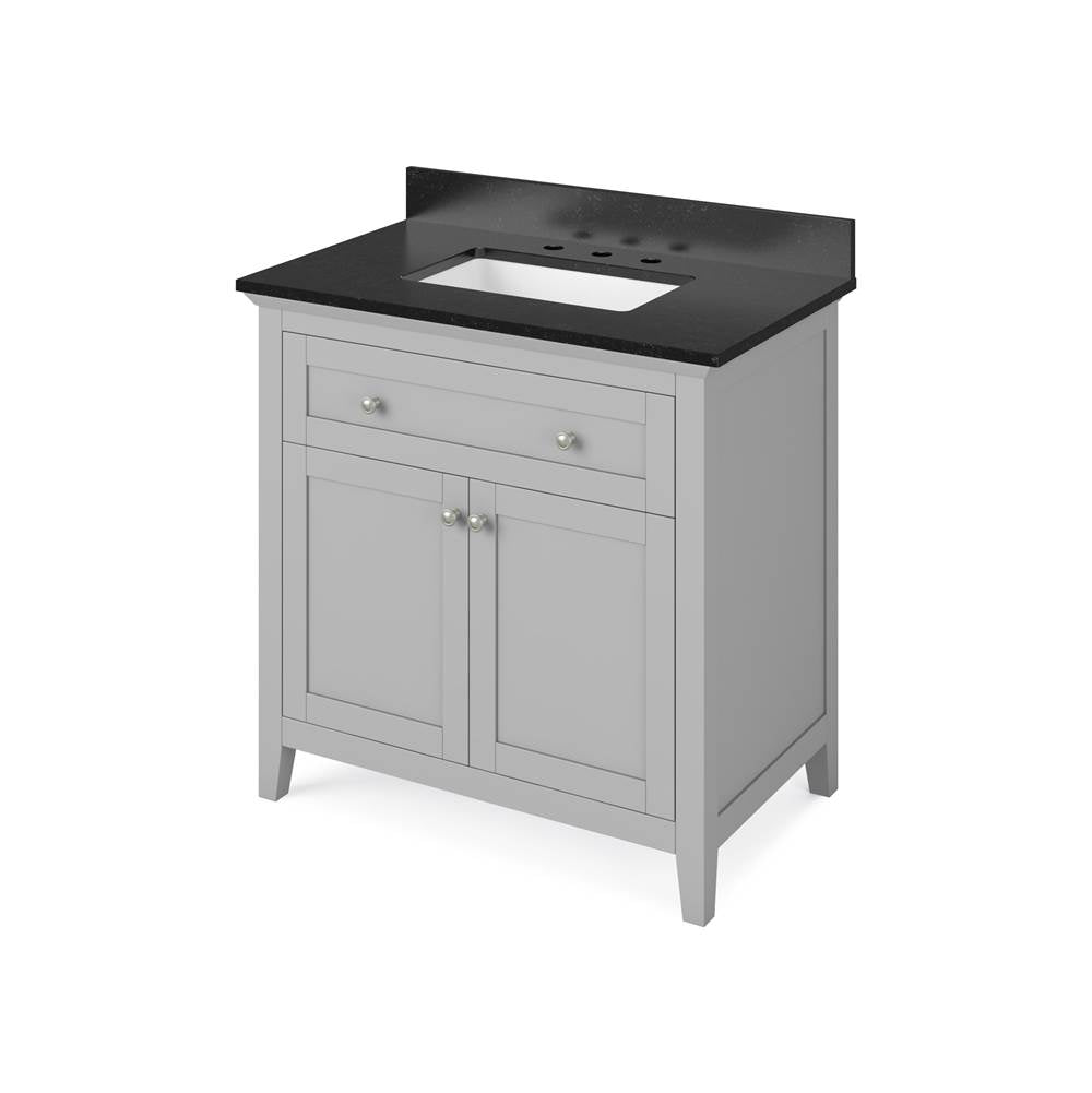 Jeffrey Alexander - 36'' Grey Chatham Vanity, Black Granite Vanity Top, undermount rectangle bowl - Grey