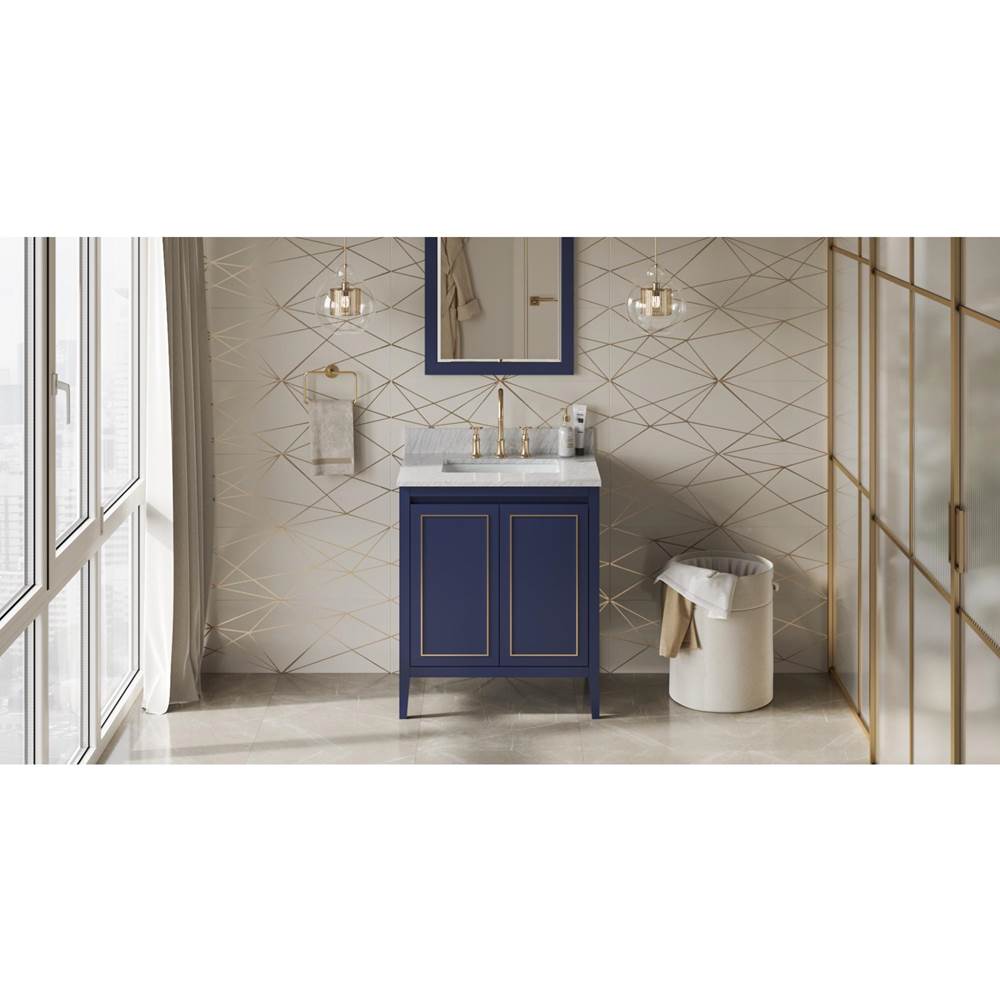 Jeffrey Alexander - 30'' Hale Blue Percival Vanity, White Carrara Marble Vanity Top, Undermount Rectangle Bowl - Hale Blue