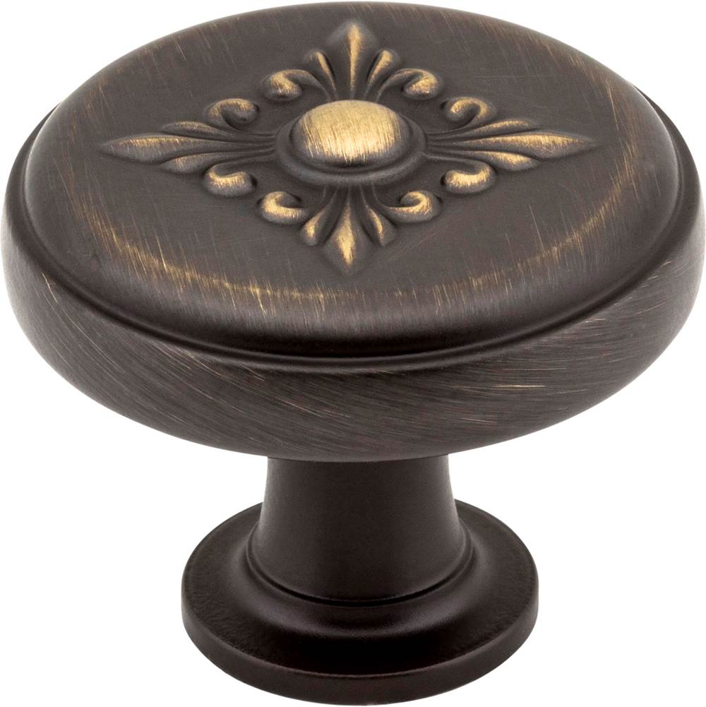 Jeffrey Alexander - 1-3/8'' Diameter Antique Brushed Satin Brass Baroque Lafayette Cabinet Knob - Antique Brushed Satin Brass