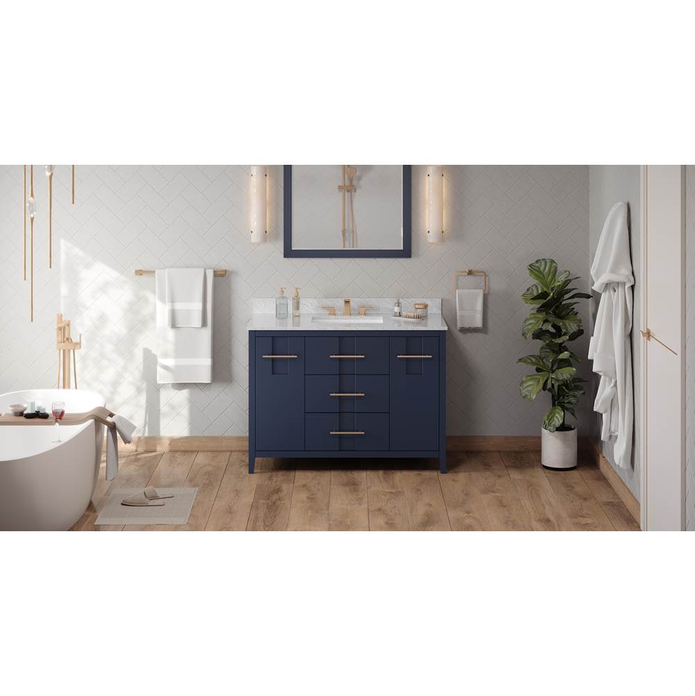 Jeffrey Alexander - 48'' Hale Blue Katara Vanity, White Carrara Marble Vanity Top, Undermount Rectangle Bowl - Hale Blue