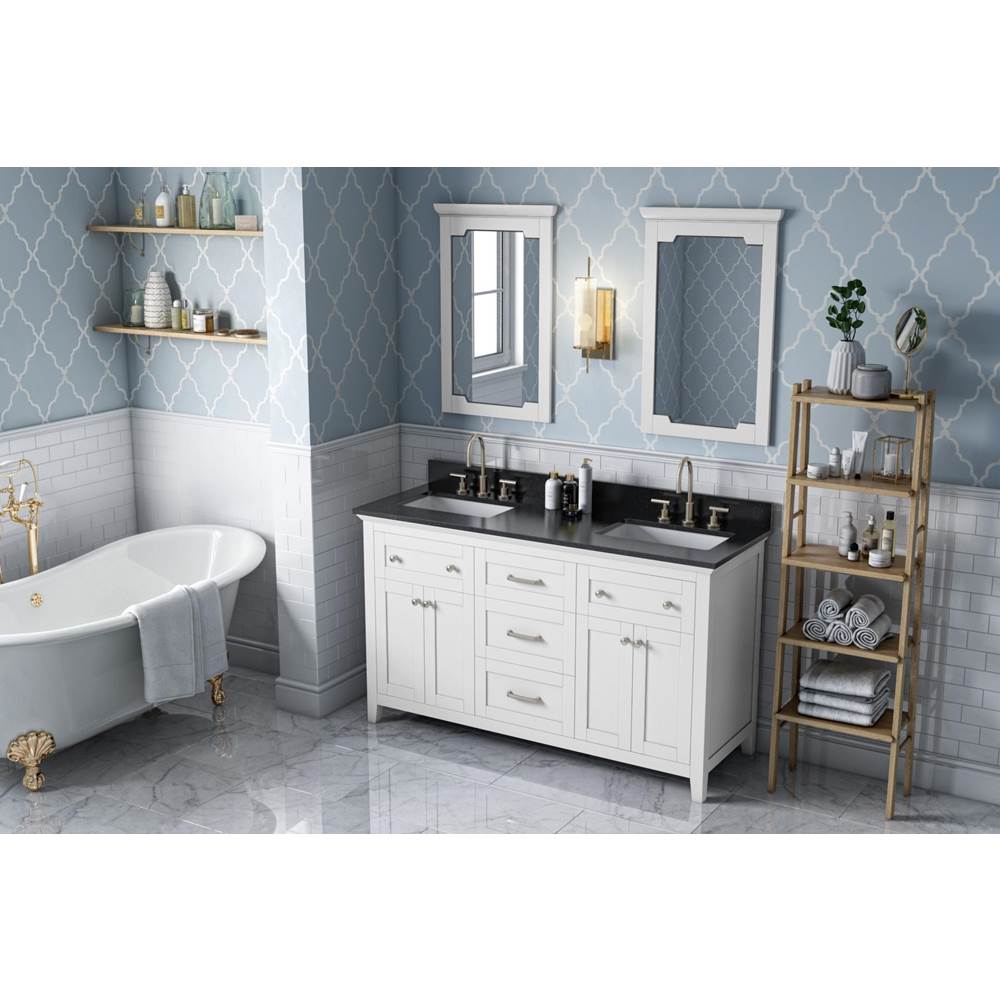 60'' Chocolate Chatham Vanity, double bowl, Black Granite Vanity Top, two undermount rectangle bowls