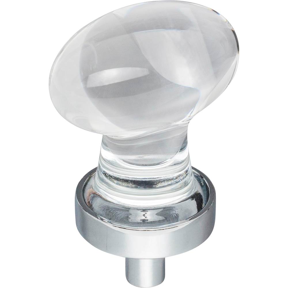 Jeffrey Alexander - 1-1/4'' Overall Length Polished Chrome Football Glass Harlow Cabinet Knob - Polished Chrome