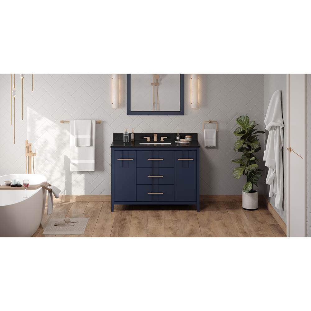 Jeffrey Alexander - 48'' Hale Blue Katara Vanity, Black Granite Vanity Top, Undermount Rectangle Bowl - Hale Blue