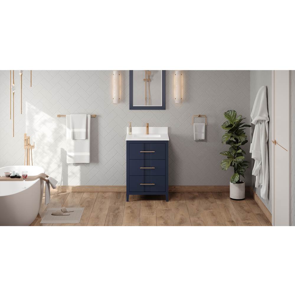 Jeffrey Alexander - 24'' Hale Blue Katara Vanity, White Quartz Vanity Top, Undermount Rectangle Bowl - Hale Blue