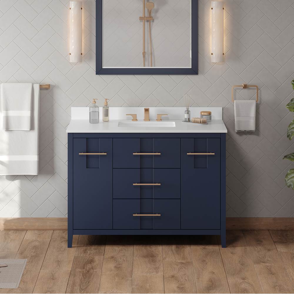 48'' Black Katara Vanity, White Quartz Vanity Top, Undermount Rectangle Bowl